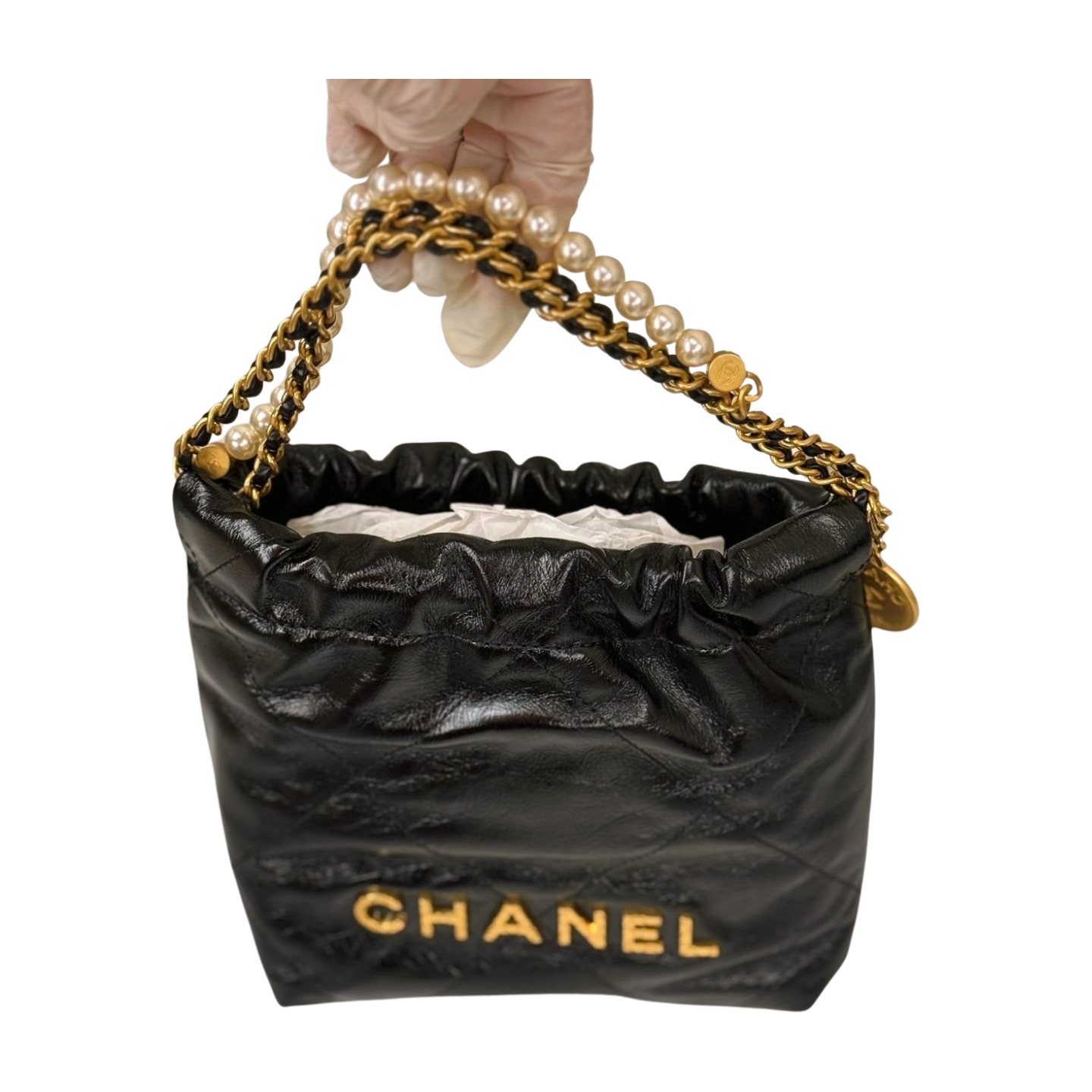 Chanel Mini 22 Hobo Bag with Pearl Strap — view 4