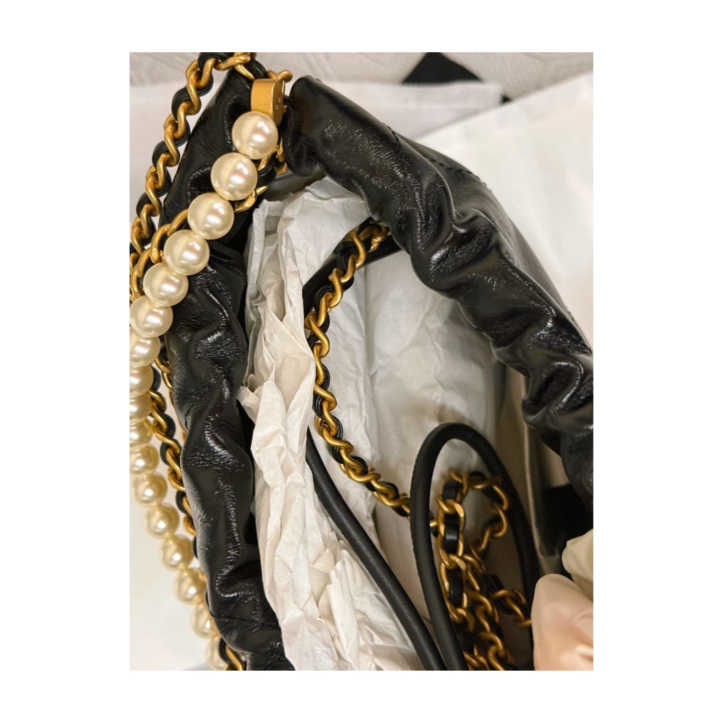 Chanel Mini 22 Hobo Bag with Pearl Strap — view 8